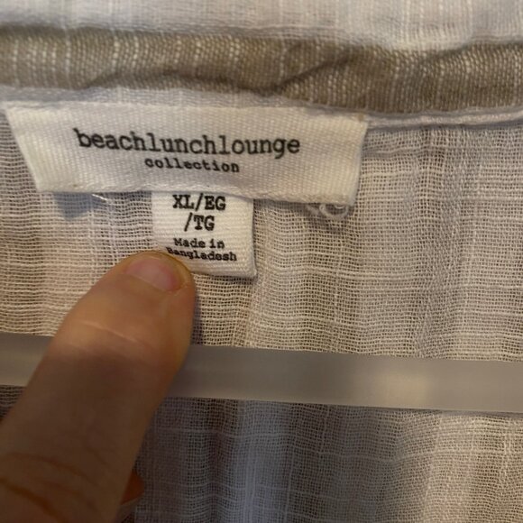Beach Lunch Lounge Stripe Button Up‎ Cotton Top Drawstring XL - Picture 2 of 4